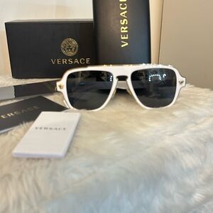 Versace White and Gold Unisex Sunglasses